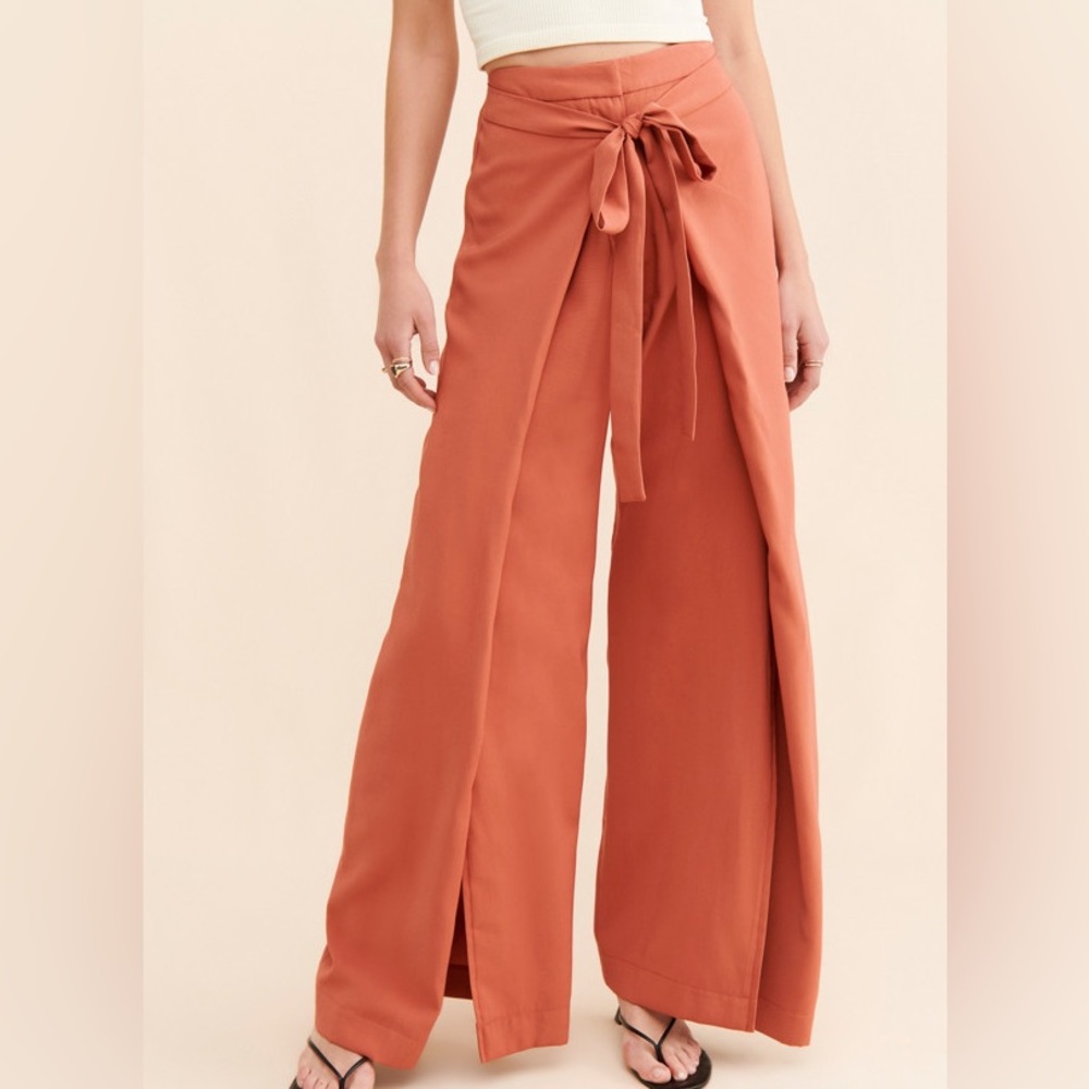 Margo Baridon Anthropologie Habanero Wrap Pants Terra cotta Size M READ